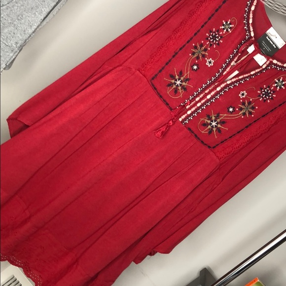 Burgundy wine Boho style dress - Picture 8 of 13